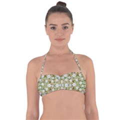 Snowflakes Slightly Snowing Down On The Flowers On Earth Halter Bandeau Bikini Top by pepitasart