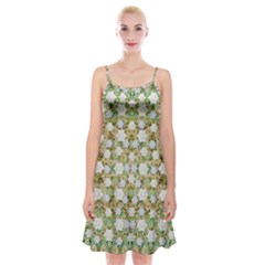 Snowflakes Slightly Snowing Down On The Flowers On Earth Spaghetti Strap Velvet Dress by pepitasart