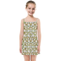 Snowflakes Slightly Snowing Down On The Flowers On Earth Kids  Summer Sun Dress by pepitasart