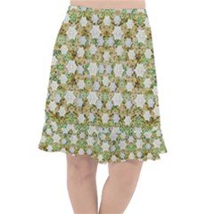 Snowflakes Slightly Snowing Down On The Flowers On Earth Fishtail Chiffon Skirt by pepitasart