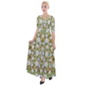 Snowflakes Slightly Snowing Down On The Flowers On Earth Half Sleeves Maxi Dress View1