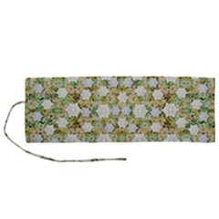 Snowflakes Slightly Snowing Down On The Flowers On Earth Roll Up Canvas Pencil Holder (m) by pepitasart