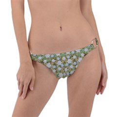 Snowflakes Slightly Snowing Down On The Flowers On Earth Ring Detail Bikini Bottom by pepitasart