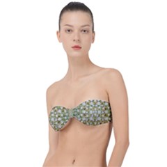 Snowflakes Slightly Snowing Down On The Flowers On Earth Classic Bandeau Bikini Top  by pepitasart