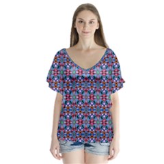 +90 V-neck Flutter Sleeve Top by ArtworkByPatrick