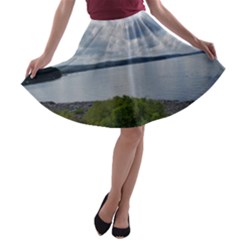 Lake Wallenpaupack A-line Skater Skirt by canvasngiftshop