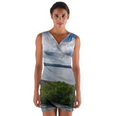 Lake Wallenpaupack Wrap Front Bodycon Dress by canvasngiftshop