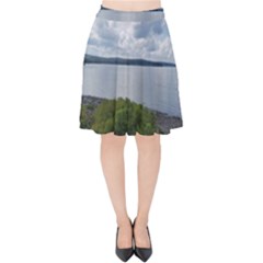 Lake Wallenpaupack Velvet High Waist Skirt by canvasngiftshop