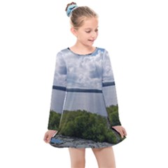 Lake Wallenpaupack Kids  Long Sleeve Dress by canvasngiftshop