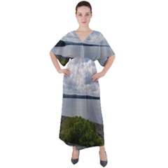 Lake Wallenpaupack V-neck Boho Style Maxi Dress