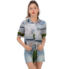 Lake Wallenpaupack Tie Front Shirt  by canvasngiftshop