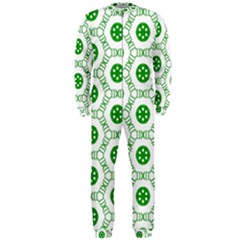 White Green Shapes Onepiece Jumpsuit (men)  by Mariart