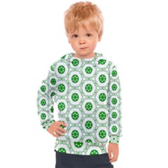 White Green Shapes Kids  Hooded Pullover