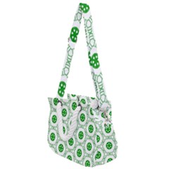 White Green Shapes Rope Handles Shoulder Strap Bag