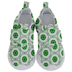 White Green Shapes Kids  Velcro No Lace Shoes