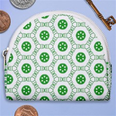 White Green Shapes Horseshoe Style Canvas Pouch