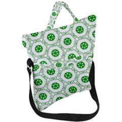 White Green Shapes Fold Over Handle Tote Bag