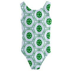 White Green Shapes Kids  Cut-out Back One Piece Swimsuit