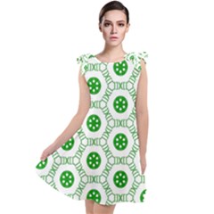 White Green Shapes Tie Up Tunic Dress by Mariart