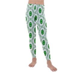 White Green Shapes Kids  Lightweight Velour Leggings