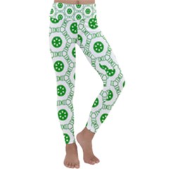 White Green Shapes Kids  Lightweight Velour Classic Yoga Leggings