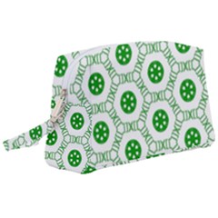 White Green Shapes Wristlet Pouch Bag (large)