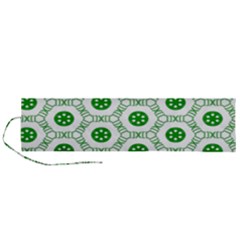 White Green Shapes Roll Up Canvas Pencil Holder (l)