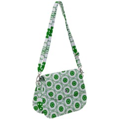 White Green Shapes Saddle Handbag by Mariart