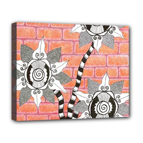 Brick Wall Flower Pot Deluxe Canvas 20  X 16  (stretched) by okhismakingart