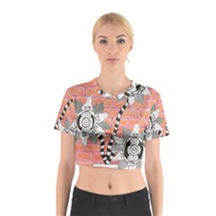 Brick Wall Flower Pot Cotton Crop Top by okhismakingart