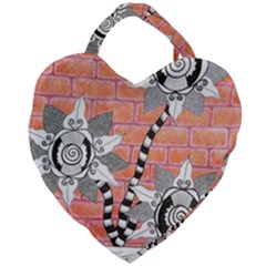 Brick Wall Flower Pot Giant Heart Shaped Tote by okhismakingart