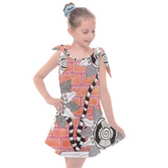 Brick Wall Flower Pot Kids  Tie Up Tunic Dress by okhismakingart