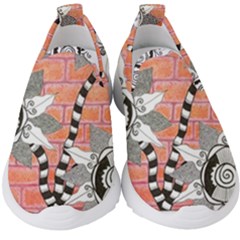 Brick Wall Flower Pot Kids  Slip On Sneakers by okhismakingart