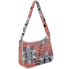 Brick Wall Flower Pot Zip Up Shoulder Bag by okhismakingart