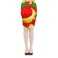 Banana Republic Flags Yellow Red Midi Wrap Pencil Skirt