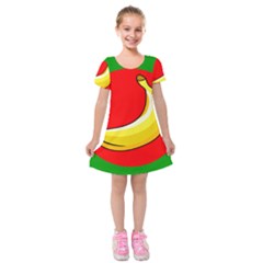 Banana Republic Flags Yellow Red Kids  Short Sleeve Velvet Dress