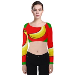 Banana Republic Flags Yellow Red Velvet Long Sleeve Crop Top