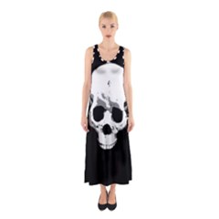 Halloween Horror Skeleton Skull Sleeveless Maxi Dress by HermanTelo