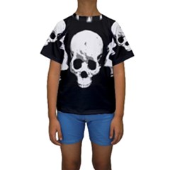 Halloween Horror Skeleton Skull Kids  Short Sleeve Swimwear by HermanTelo