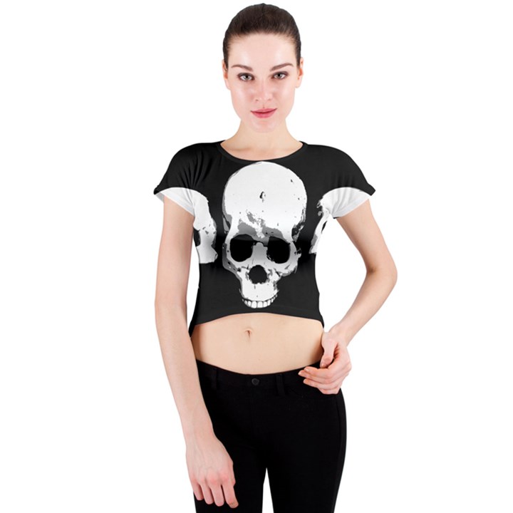 Halloween Horror Skeleton Skull Crew Neck Crop Top