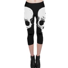 Halloween Horror Skeleton Skull Capri Leggings  by HermanTelo