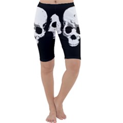 Halloween Horror Skeleton Skull Cropped Leggings  by HermanTelo