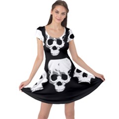 Halloween Horror Skeleton Skull Cap Sleeve Dress by HermanTelo