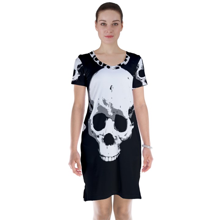 Halloween Horror Skeleton Skull Short Sleeve Nightdress