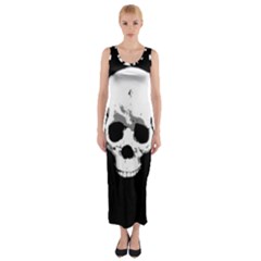 Halloween Horror Skeleton Skull Fitted Maxi Dress