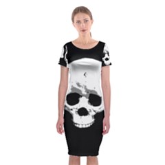 Halloween Horror Skeleton Skull Classic Short Sleeve Midi Dress