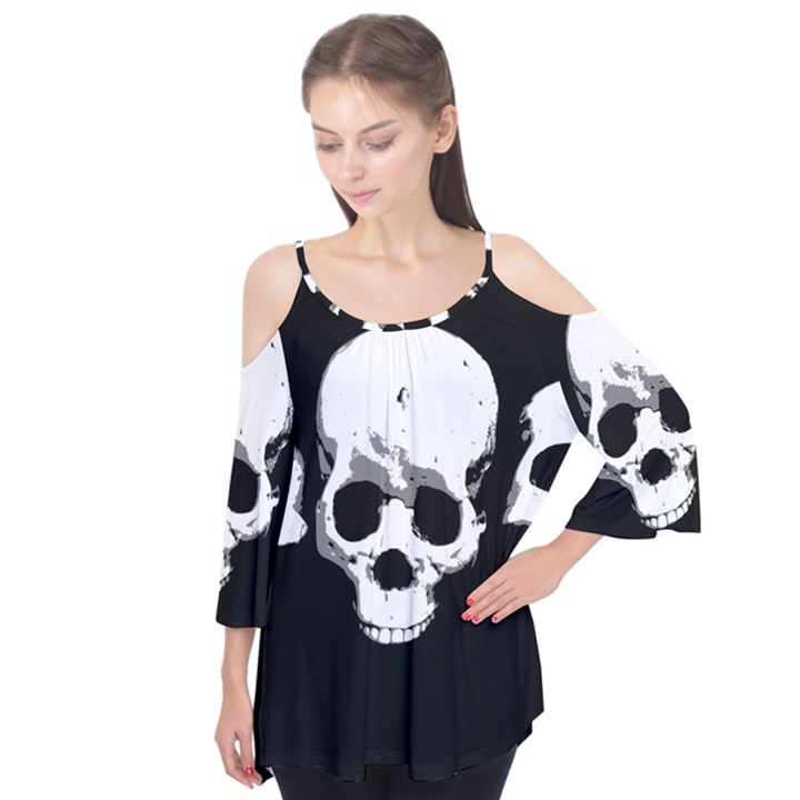 Halloween Horror Skeleton Skull Flutter Tees