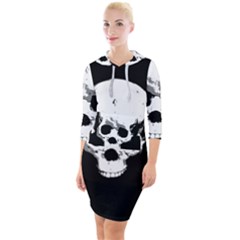 Halloween Horror Skeleton Skull Quarter Sleeve Hood Bodycon Dress