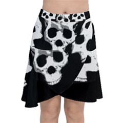 Halloween Horror Skeleton Skull Chiffon Wrap Front Skirt