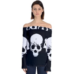 Halloween Horror Skeleton Skull Off Shoulder Long Sleeve Top